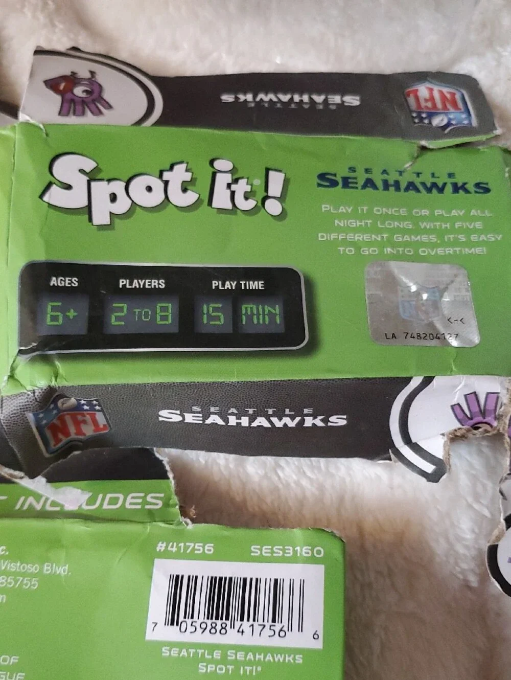 Spot It! NFL Seattle Seahawks Card Game | Family Travel Game | New/Open Box